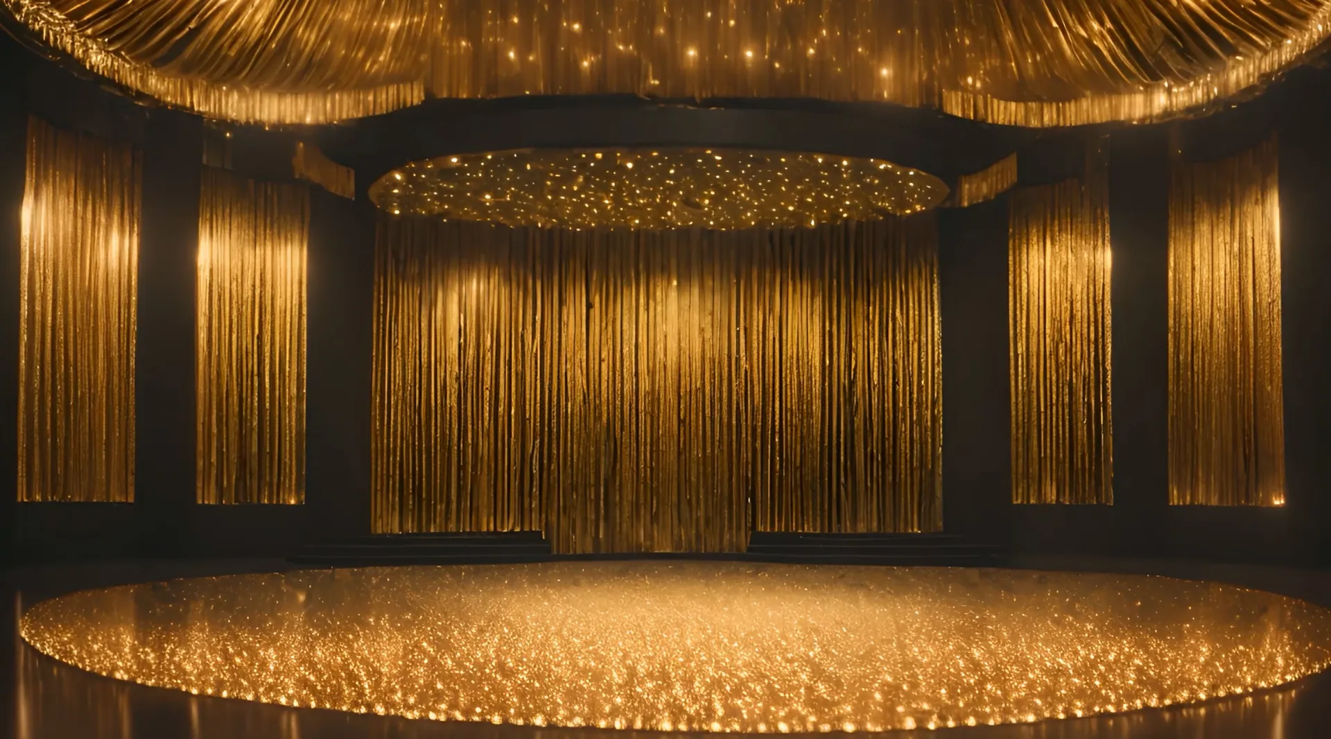 Elegant Golden Curtains Stock Video Backdrop